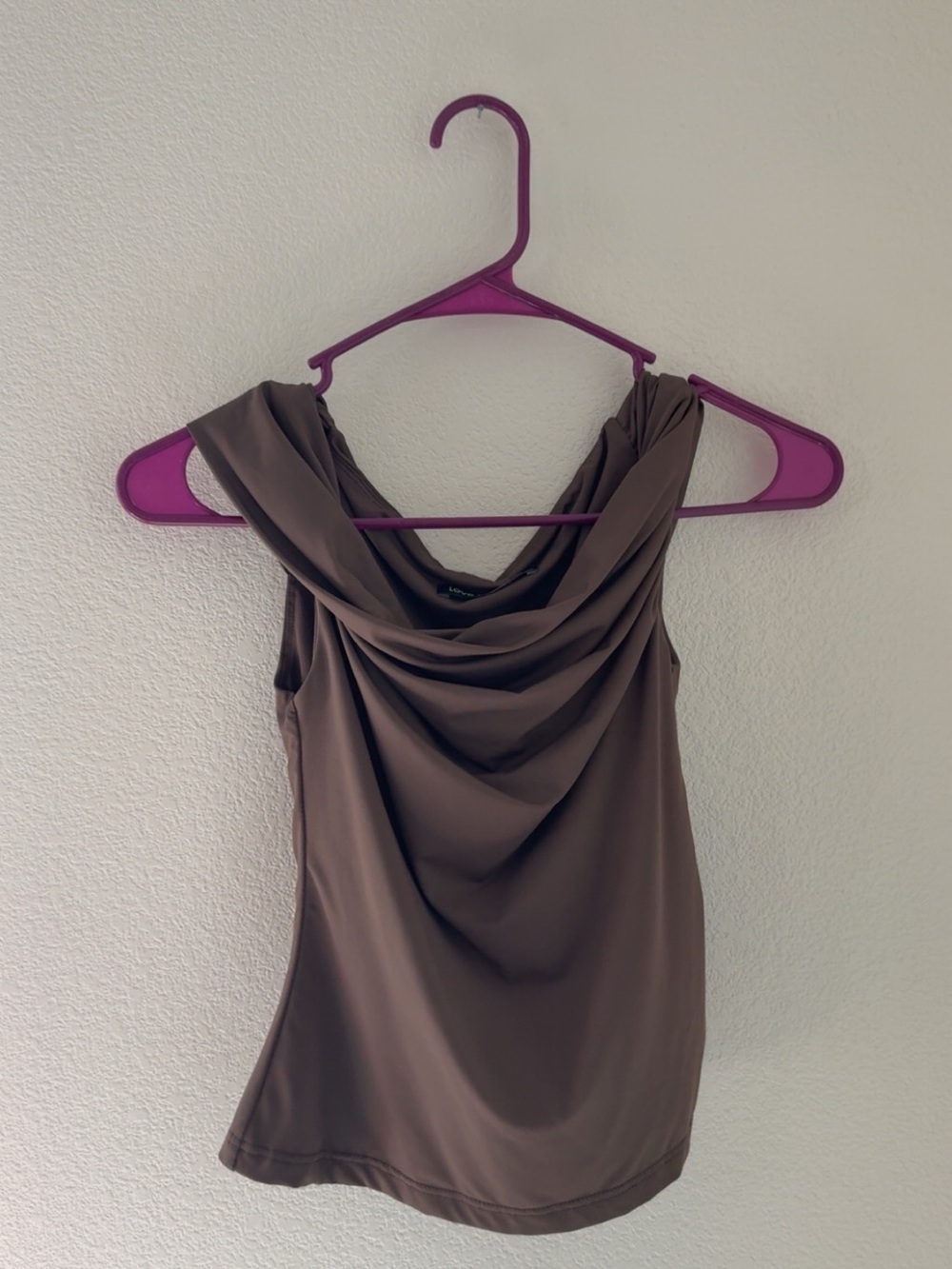 Sleeveless Drape Neck Tank in Taupe